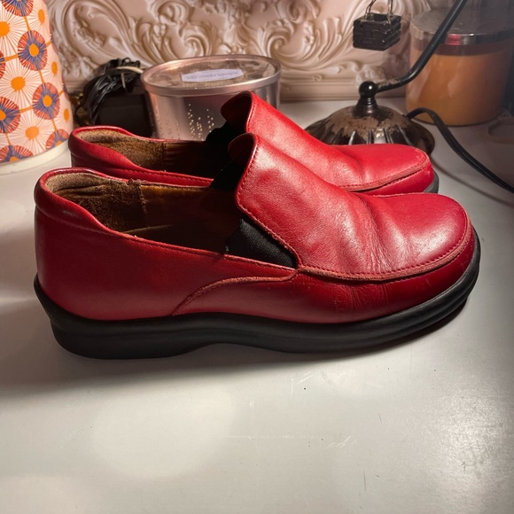Birkenstock footprints red leather loafers slips on shoes - Picture 1 of 9